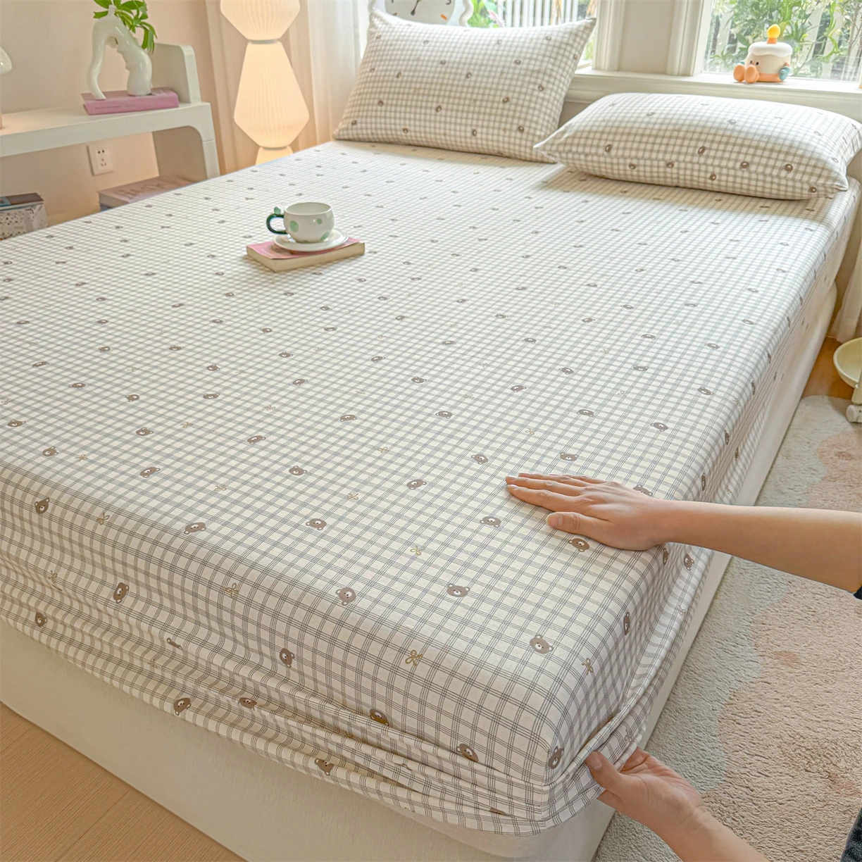 100% Cotton Printed Cartoon Single Fitted Sheet Soft Breathable Mattress Cover  Decor All Season Cozy Bedding Protector