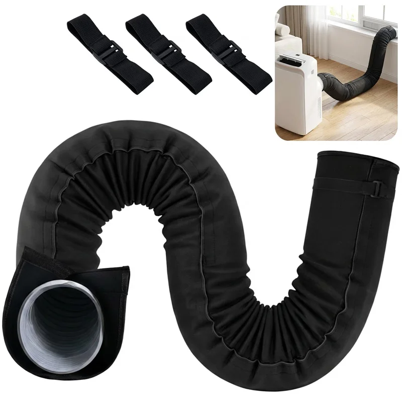 Portable Insulated Air Conditioner Hose Insulation Cover for 5-Inch and 5.9-Inch Diameter Exhaust Hoses with 3 Pieces Adjustable