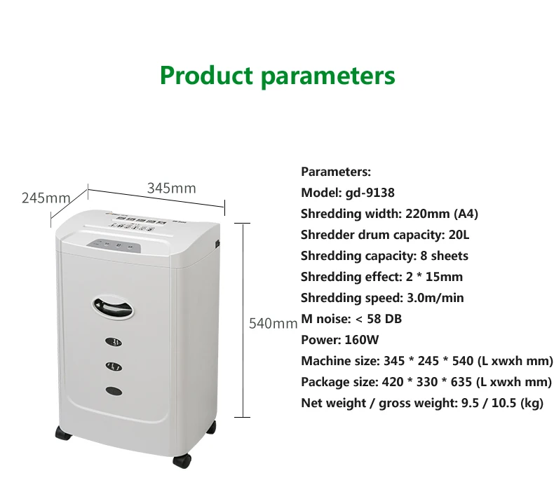 Electric Paper Shredder  Office A4 Paper Shredder Granular Household High-power Silent Paper Shredder