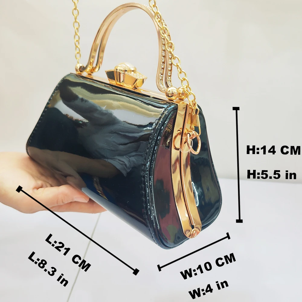 2024 Luxury Patent Leather Women\'S Bags Europe Diamond Ladies Handbags Bright Shoulder Bag Famous Brand Ladies Wedding Party Bag