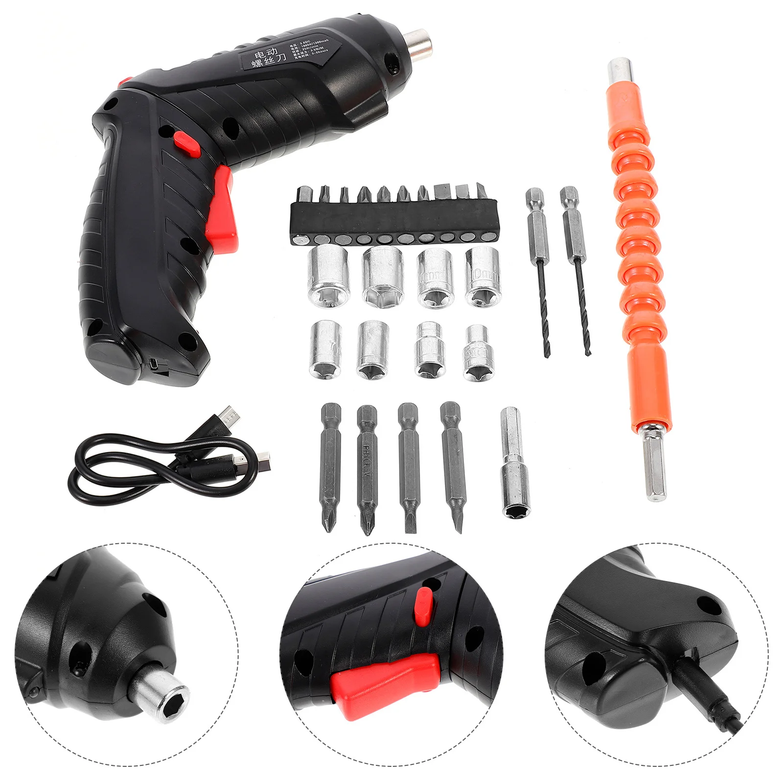 1 مجموعة قابلة للشحن اللاسلكي مفك كهربائي عدة USB تهمة مثقاب اليد الكهربائية الصغيرة للإصلاح المنزلية مسامير صغيرة DIY بها بنفسك