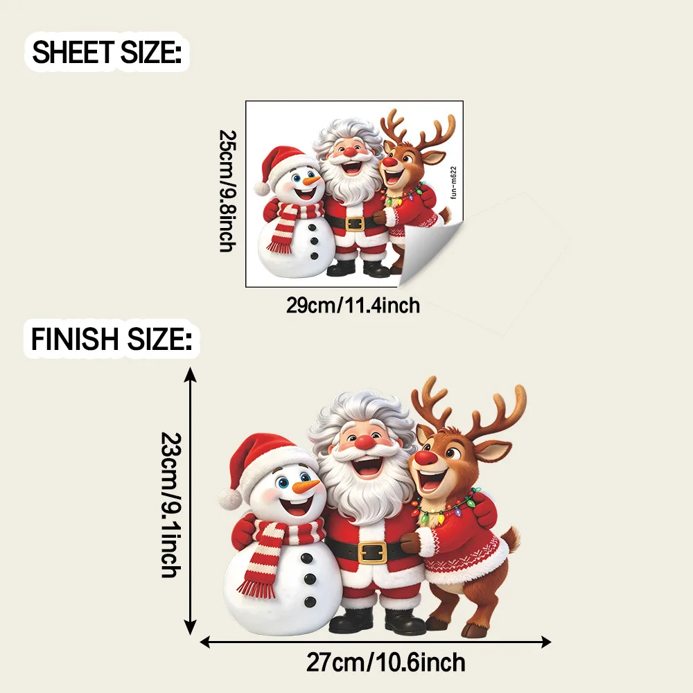 Funny Santa Reindeer Snowman Self‑Adhesive Toilet Sticker, Bathroom Restroom Beautification Xmas Festive WC Decal Ornament