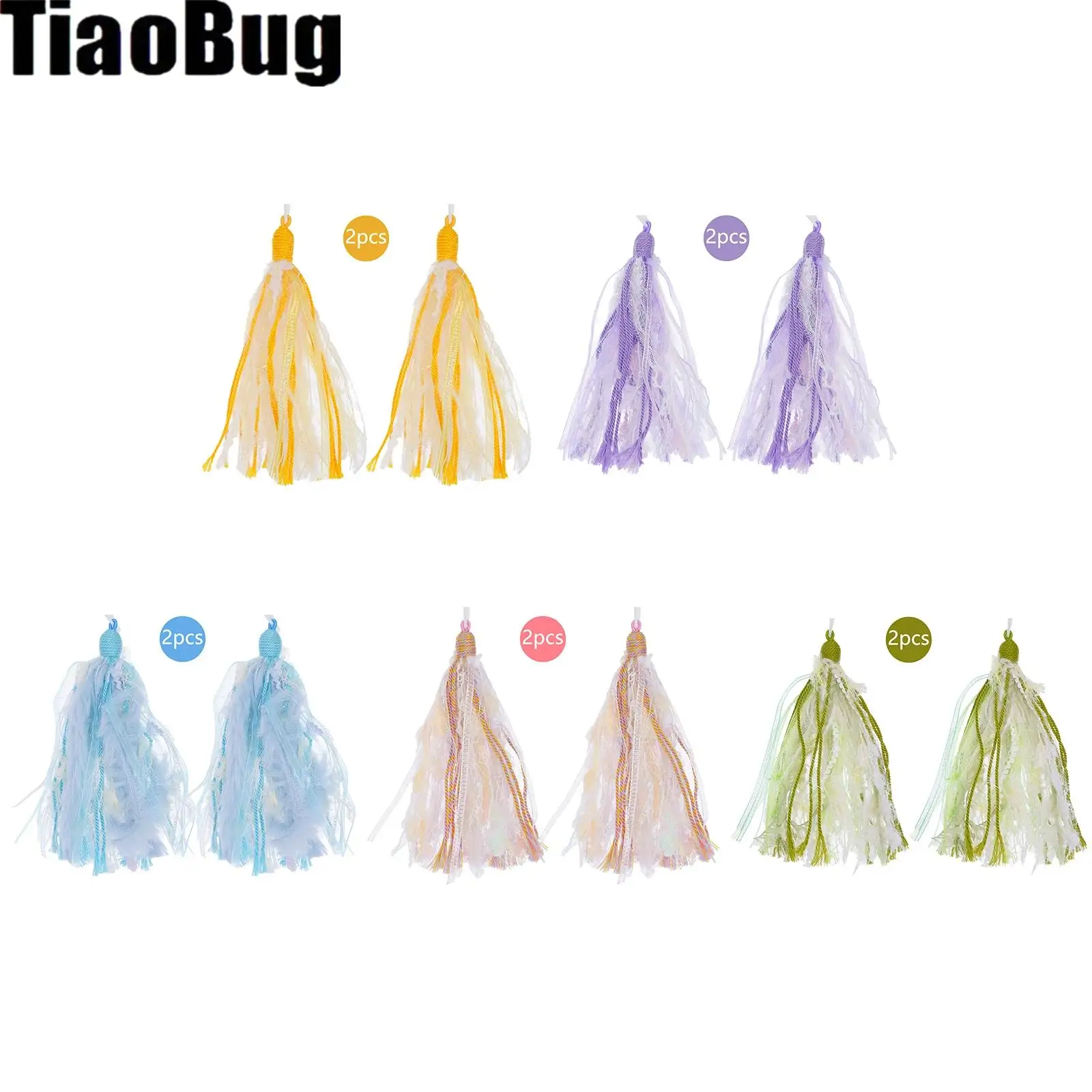 

1 Pair Exquisite Handmade Fuzzy Ribbon Plush Tassels Pendant DIY Craft Accessory for Decorating Objects