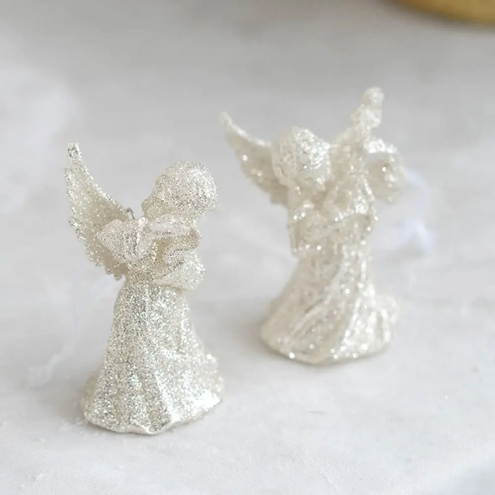 Glitter Christmas Tree Ornament Plastic Art Crafts Christmas Angel Girl Pendant Note Wear-resistant Mini Glitter Pendant Party