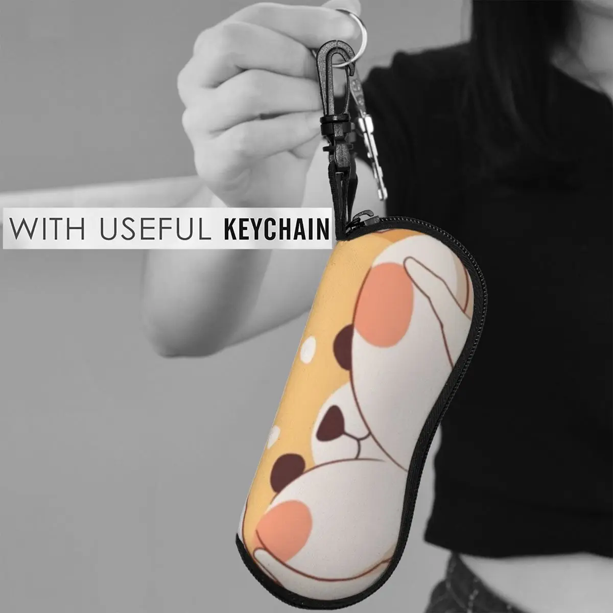 かわいい柴犬シェルメガネケース保護サングラスボックス女性男性ソフト眼鏡バッグポーチ