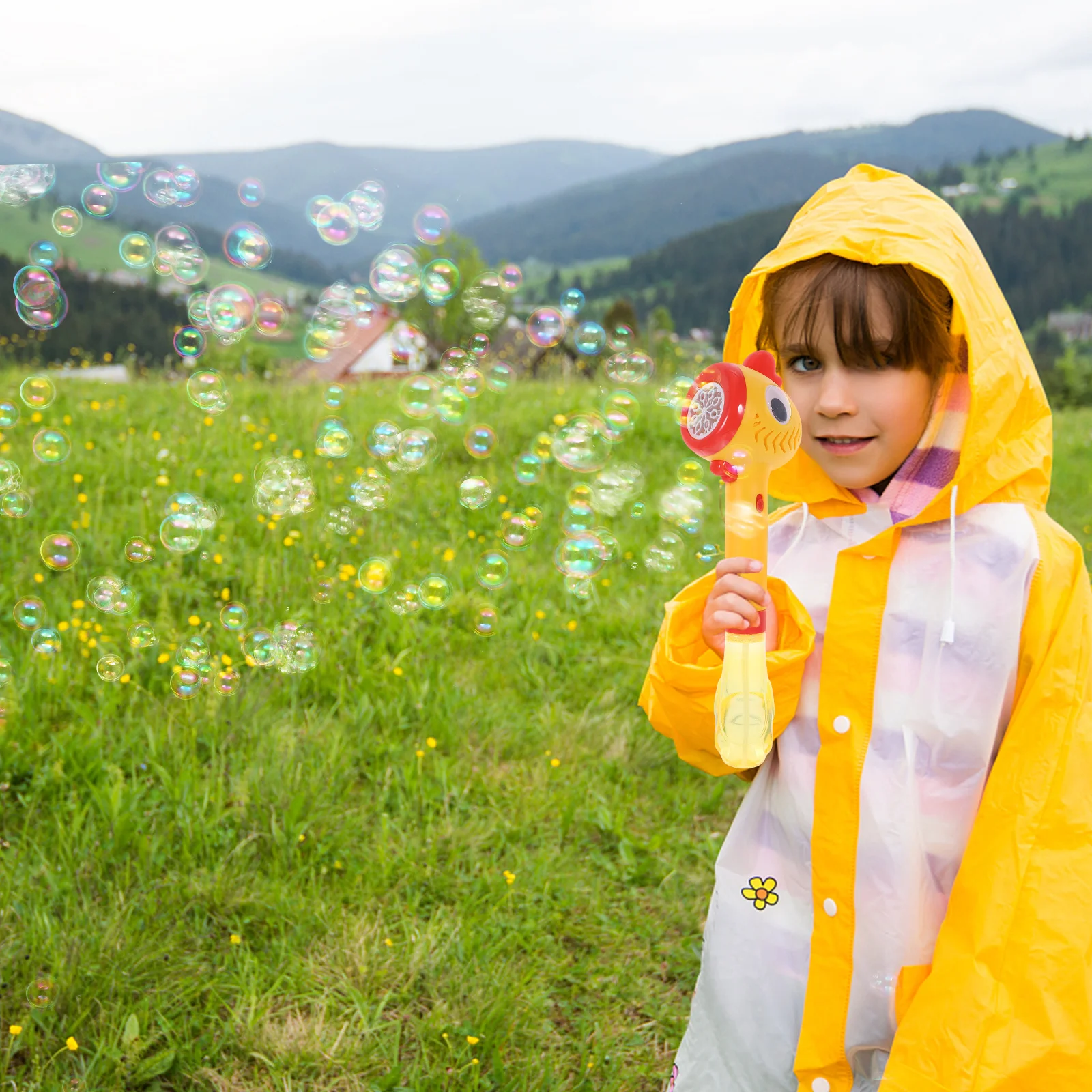 Máquina sopladora eléctrica para hacer burbujas, juguete de burbujas de animales de dibujos animados para niños, fiesta, música ligera al aire libre, portátil, reutilizable