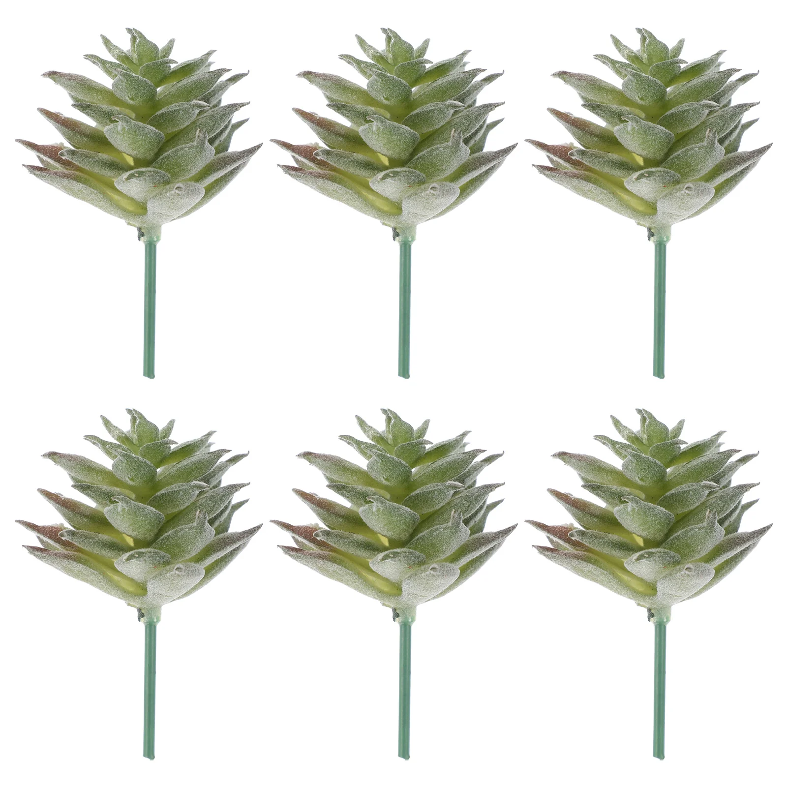 

6pcs Simulated Succulent Flower Head Fake Plants Decor Small Mini Faux Office Greenery Artificial Stems Lifelike Plastic Flower