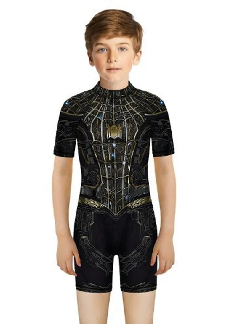 2024  Summer Outdoor Spider-man Printed Tight Children\'s Swimwear Boys And Girls One-piece Beach Clothing Marvel Cosplay Clothes