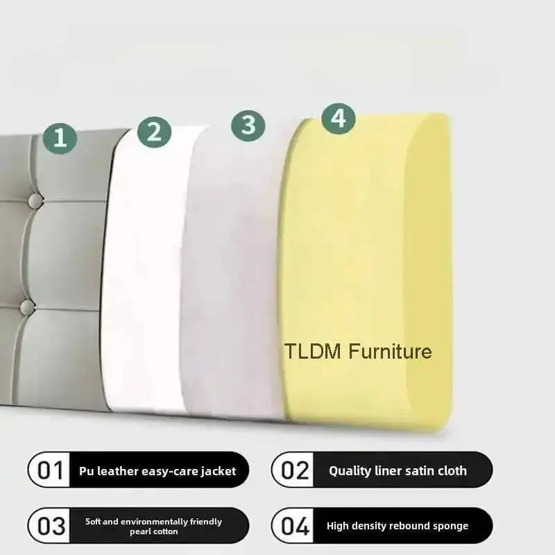 

Bed Modern Simple Headboards for for Tatami Waterproof PU Design Leather Headboard with Side Headboards Pockets Creative Bedroom