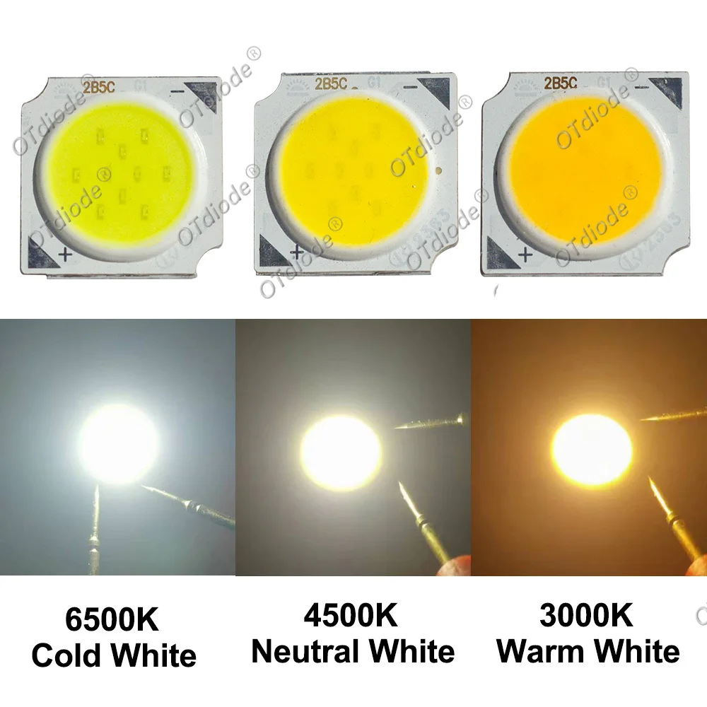 10-50pcs COB LED Chip 3W 5W 7W 10W 12W Bead 13mm Diode Warm Cold White Light Source 1313 Module Matrix Downlight Panel Lamp DIY