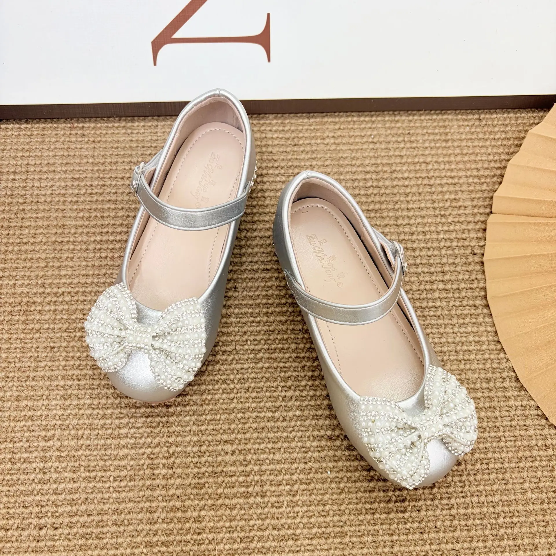 

Kids'Casual Shoes Girls PU Leather Sequin Spring Bow Fashion Outdoor High Heels Breathable Anti-slip Designer Silver Size 23-35