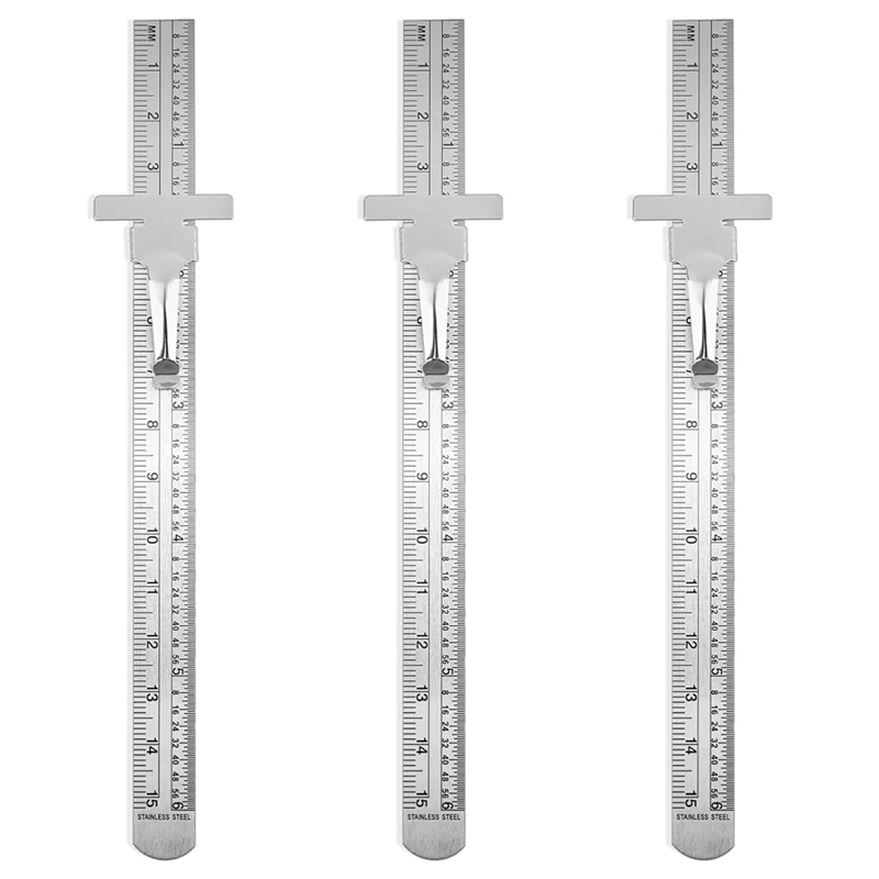 Ruler 15Cm Metal Metric Ruler Set, Machinist's Precision Millimeter Ruler, Measuring Tools