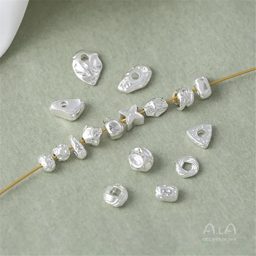 Z419 Copper Silver Irregular-shaped Stone-shaped Spacers, Irregular Spacers, Four-leaf Clover Wool Balls, Beaded Accessories