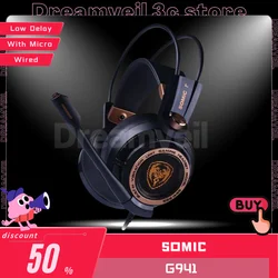 Somic G941 Gamer Headphone Wired Headphones Gaming Headphone With MicroPhone Low Delay Denoise HeadSets 7.1 Stereo Sound HeadSet