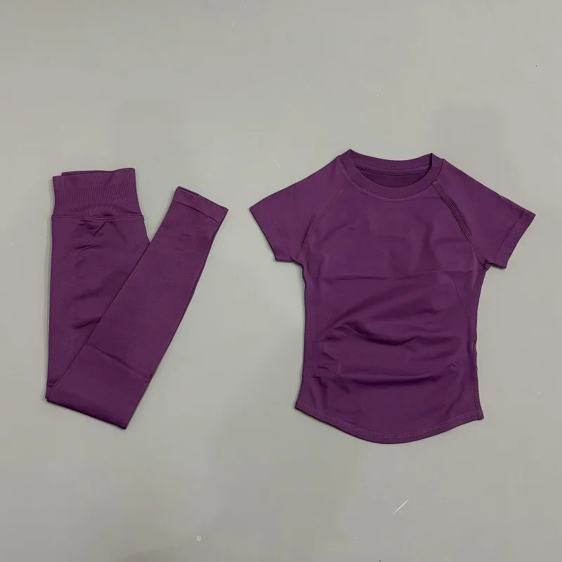 2-delige sportset met korte mouwen, dames, ronde hals, ademende yoga sportlegging met korte mouwen, gym sportkleding, workoutsets