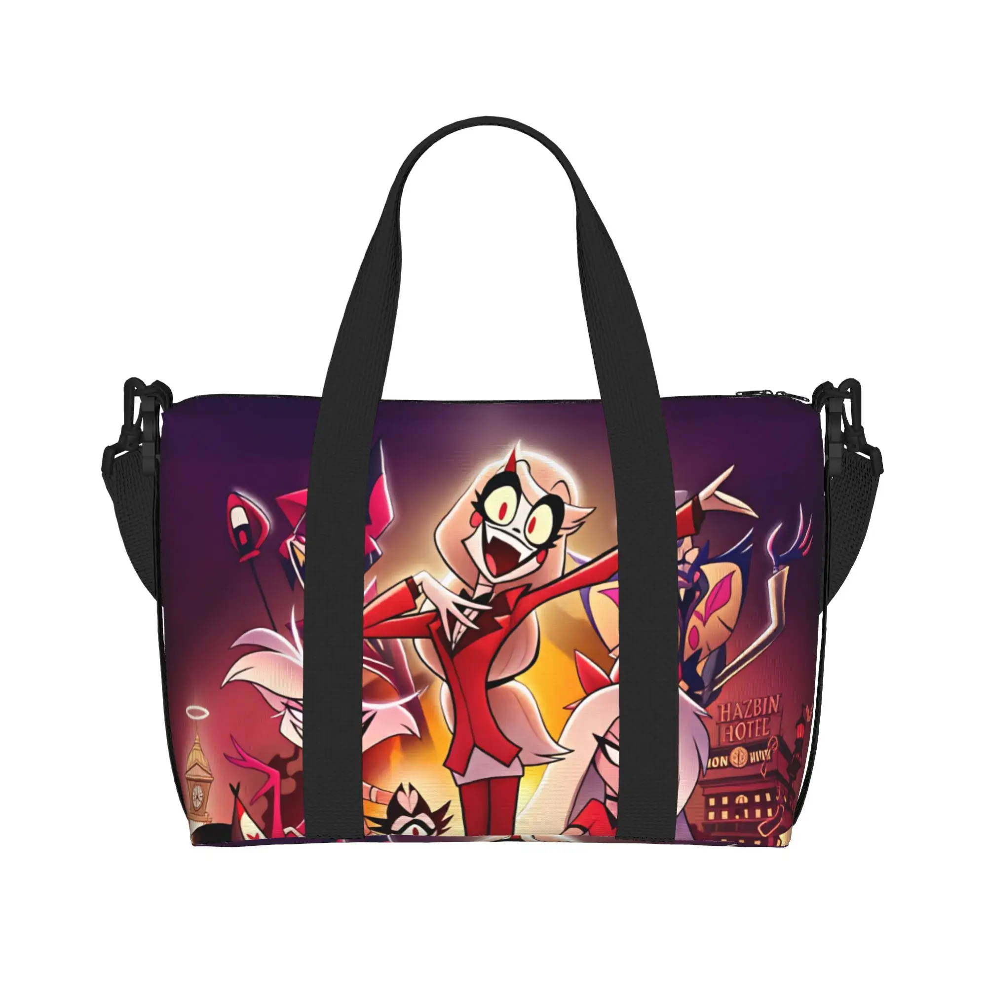 Custom H-Hazbin H-Hotels Charlie Morningstar Vaggie  Tote Bag Women Large Capacity Angel Dust Beach Gym Shoulder Travel Bag