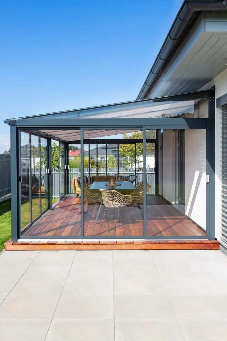 أبواب منزلقة أنيقة من الألومنيوم للشرفة أو الحديقة بتصميم موفر للمساحة مع نظام قفل آمن وباب فناء مقاوم للطقس #3