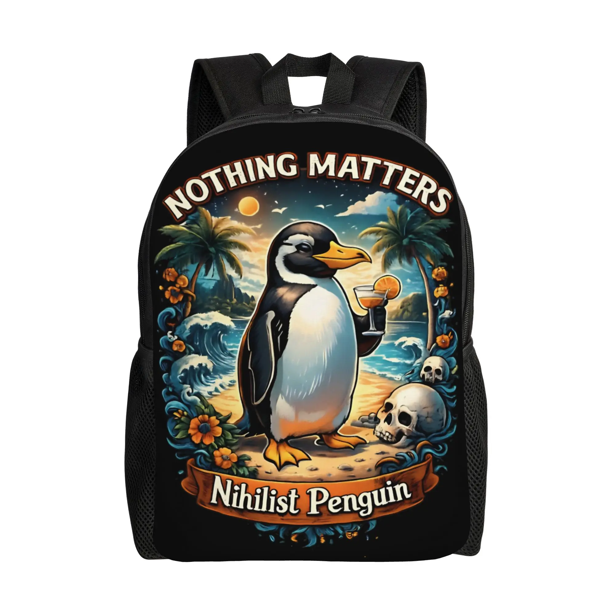 

Nothing Matters – Nihilist Penguin Tropical Backpack Boy Polyester Hiking Backpacks Big Stylish School Bags Rucksack