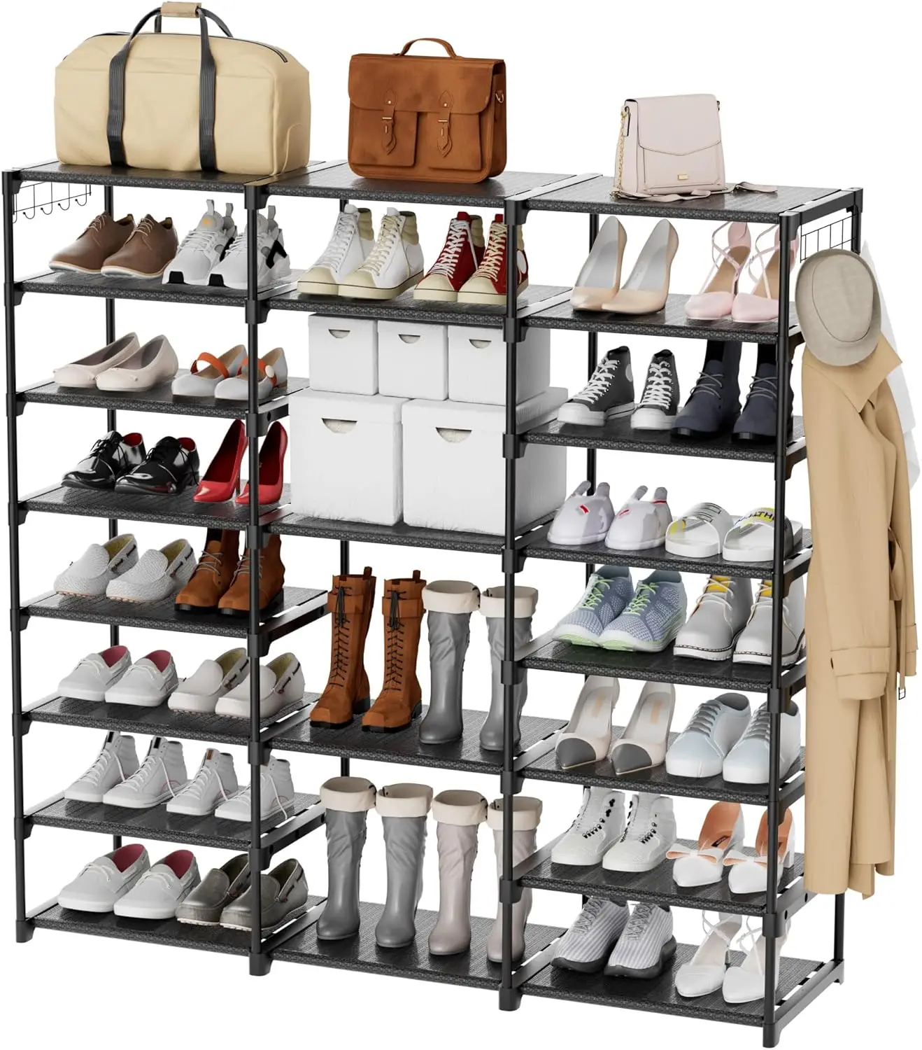 8-Tier Metal Shoe Rack, Holds 50 Pairs, Heavy Duty Shoe Organizer for Entryway, Garage, Living Room