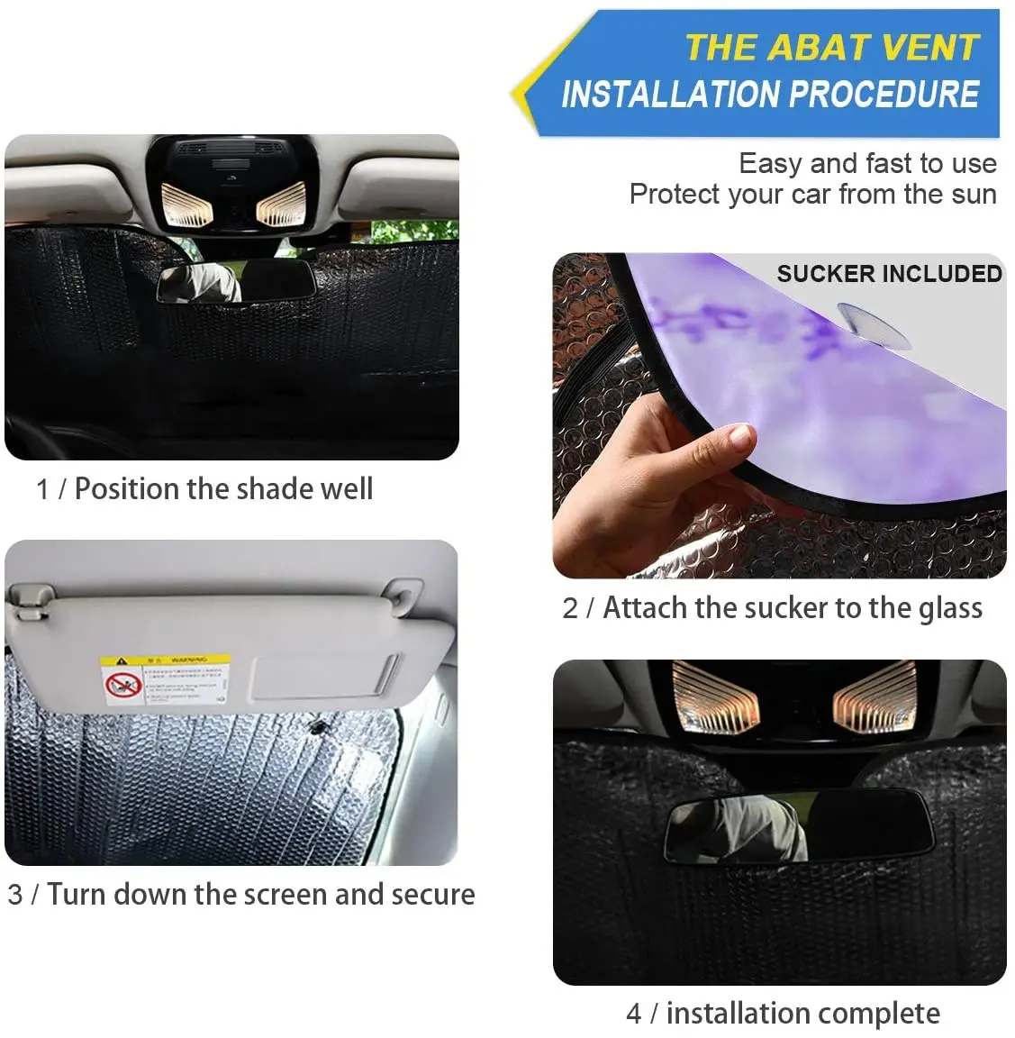 Qilmy Car Windshield Sunshade Automotive Sun Visor Protector Foldable for SUV Truck Front Window (Purple Lavender)