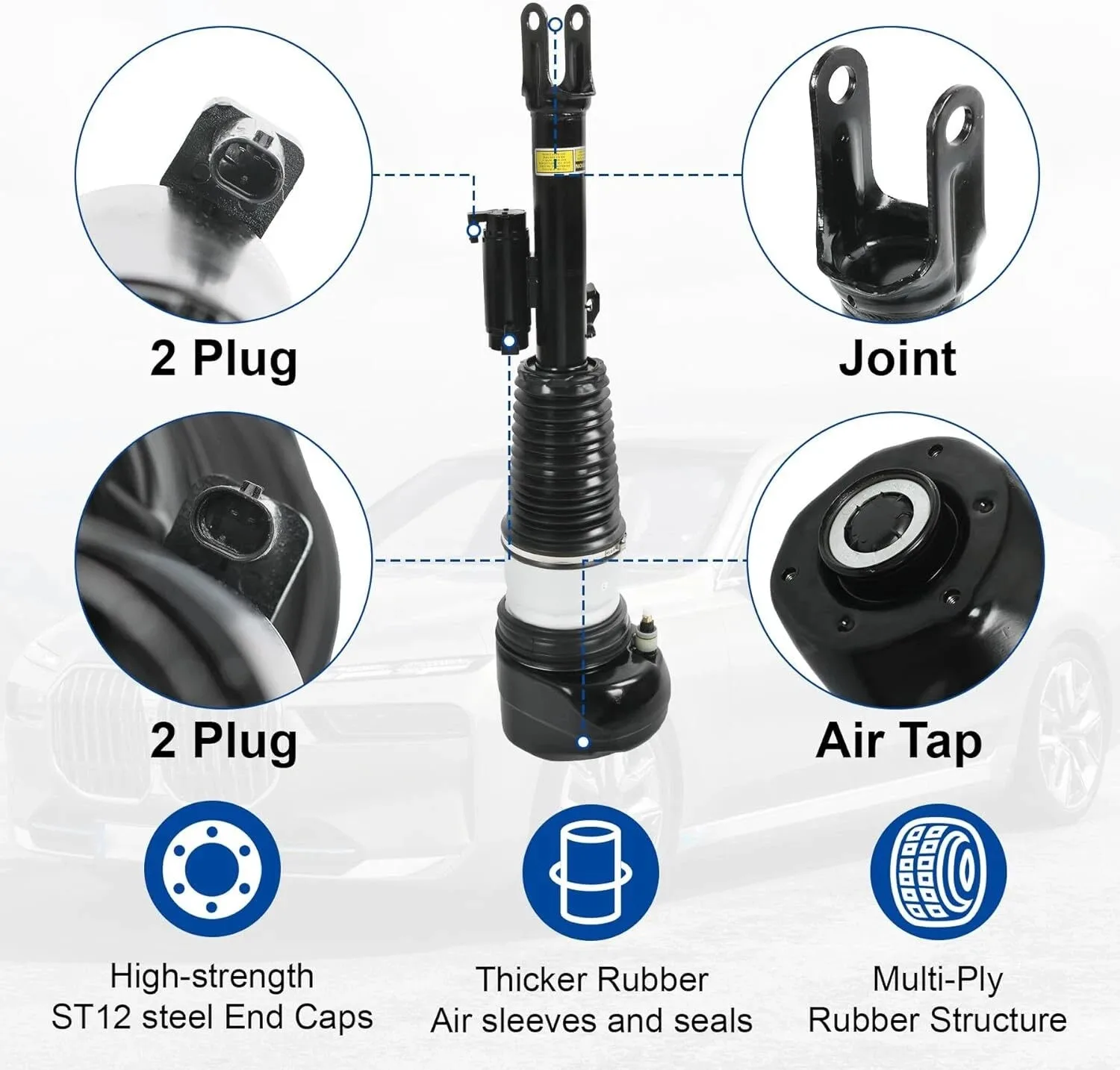 Pair Front Air Suspension Shock Strut EDC Fit BMW 7-Series G11 G12 740i 750i 760 740Le 750Le 740Li 750Li 2016-2022 37106877553