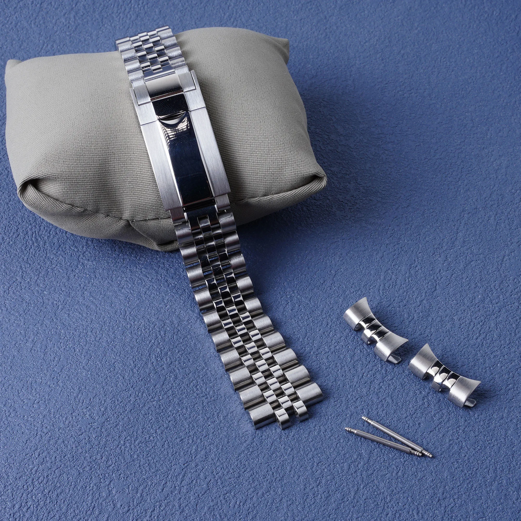 Rolamy 18mm Jubilee Hollow Endband with Oyster Deployment Clasp Stainless Steel Watch Band For Seiko 5 SNK361 SNK355 SNK369
