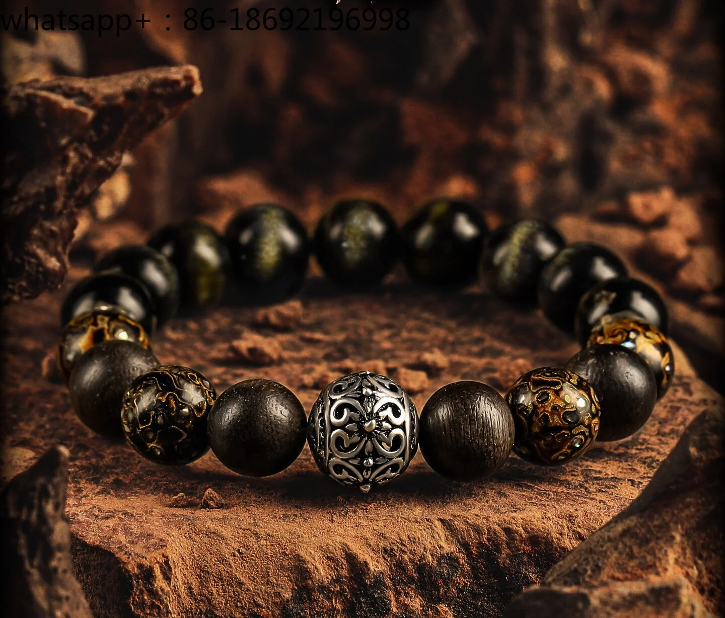 [Seclusion] Original Design Gold Obsidian Bracelet Men's High-end Light Luxury Bracelet