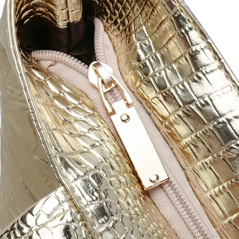 Brand Fashion Casual Women Shoulder Bags Silver Gold Black Crocodile Handbag PU Leather Female Big Tote Bag Ladies Hand Bags Sac