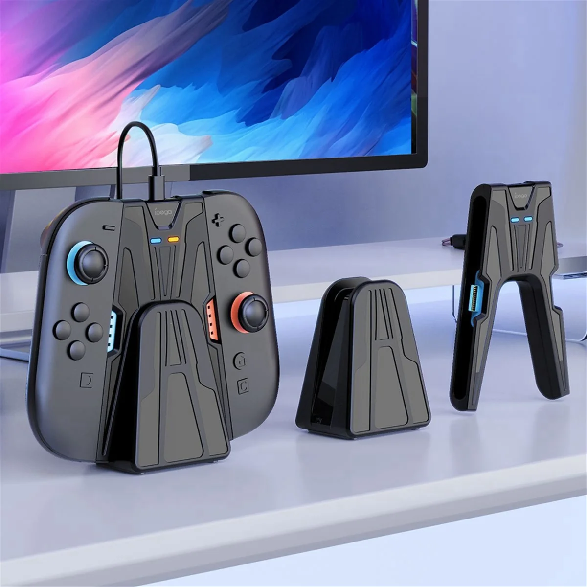 2025+ قبضة شحن لـ 2 حامل مقبض وحدة تحكم عصا التحكم مع قاعدة شاحن محمول للتبديل 2