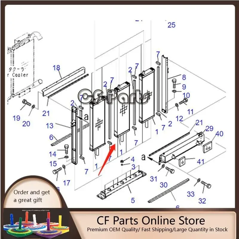 3 PCS Water Radiator Core ASS'Y 21T-03-31711 21T0331711 for Komatsu Excavator PC2000-8