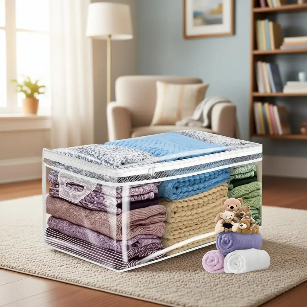 

Прозрачные мешки для хранения объемом 20 галлонов с усиленными ручками для одежды, одеял, пледов и наволочек (4 шт.)