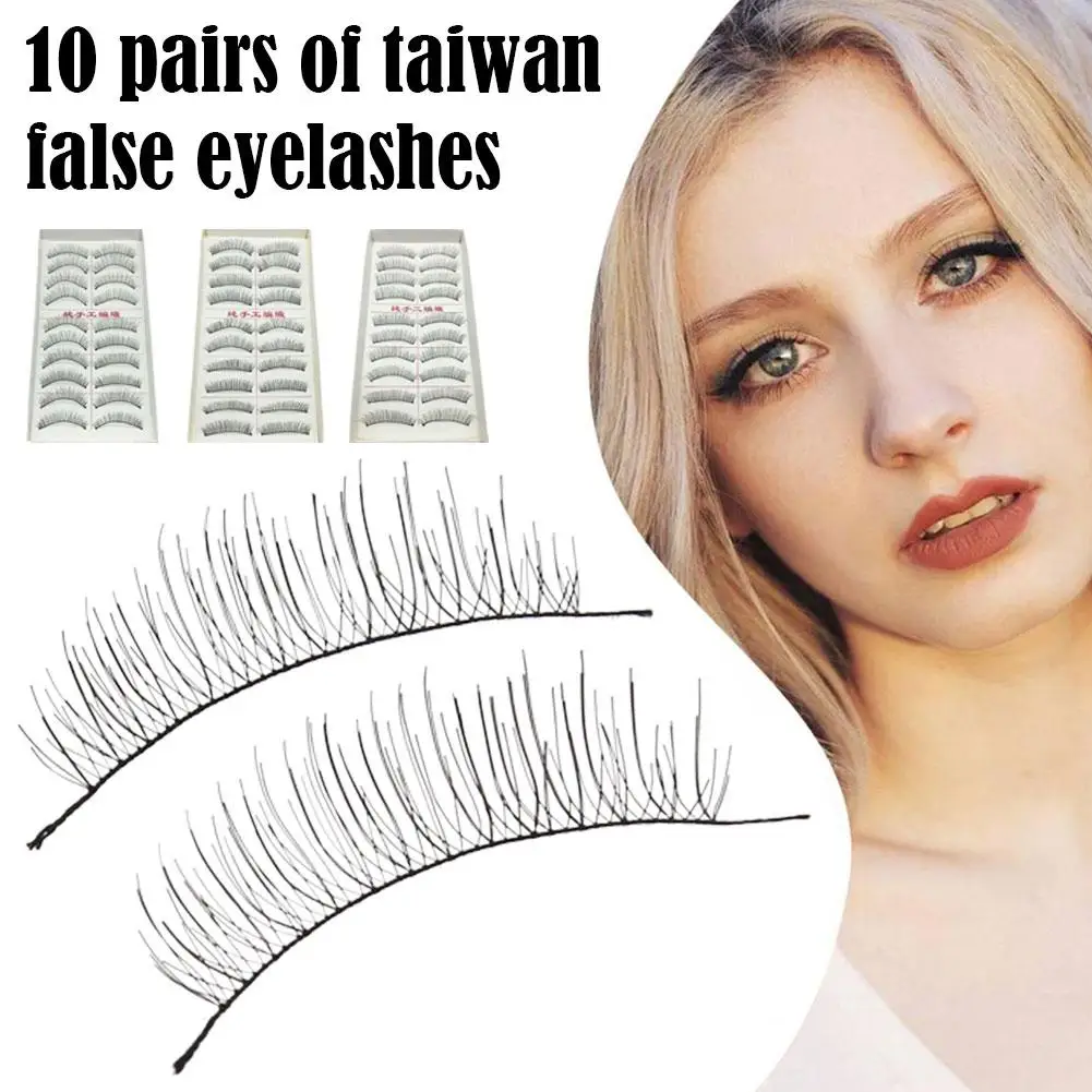 10Pairs Natural Cotton Stalk False Eyelashes Handmade Black Makeup Volume Extensions Eyelash Fake Eyelash E9D3
