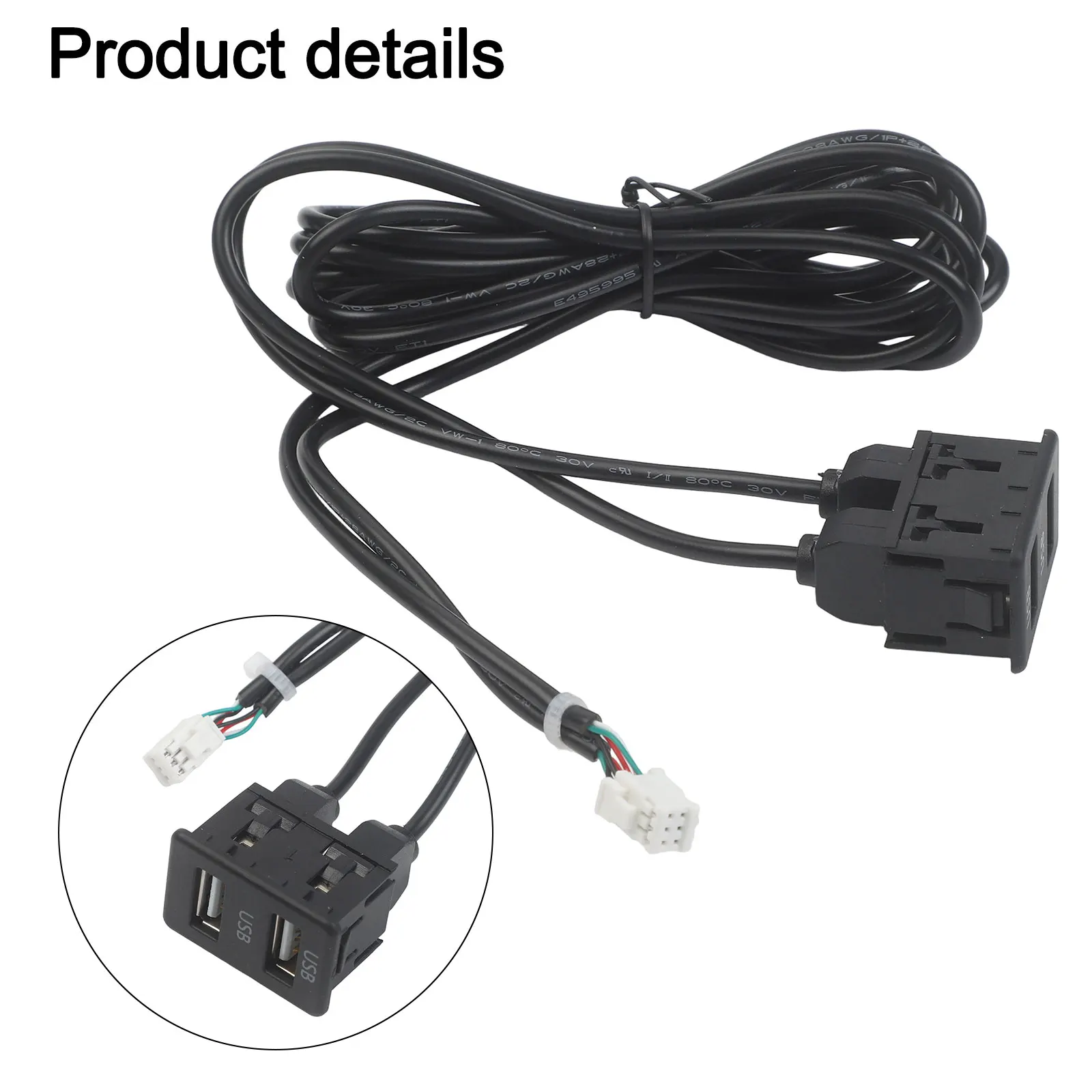 6 Pin To USB Audio Input Panel For Car Navigation- Machine Dual USB Port Interface Reliable And Easy Installation