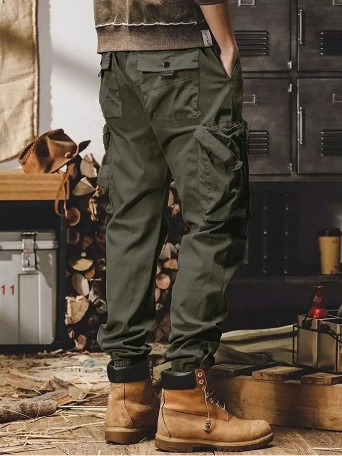 Pantaloni da lavoro Pantaloni casual da uomo Pantaloni oversize con elastico in vita con tasche multiple Pantaloni oversize larghi di grandi dimensioni
