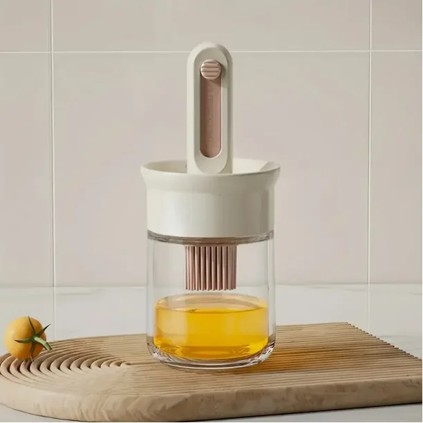 1pc Olive Oil Dispenser With Brush For Kitchen 2 In 1 Oil Bottle Silicone Basting Brush Cooking Sauce BBQ Grill Frying Bottle