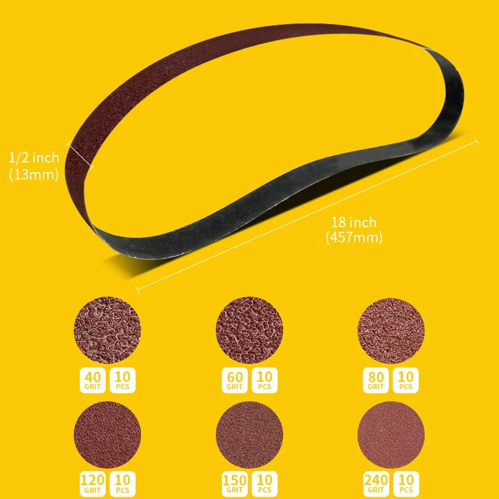 50PCS 457x13mm Sanding Belts, 40-1000 Grits 1/2\
