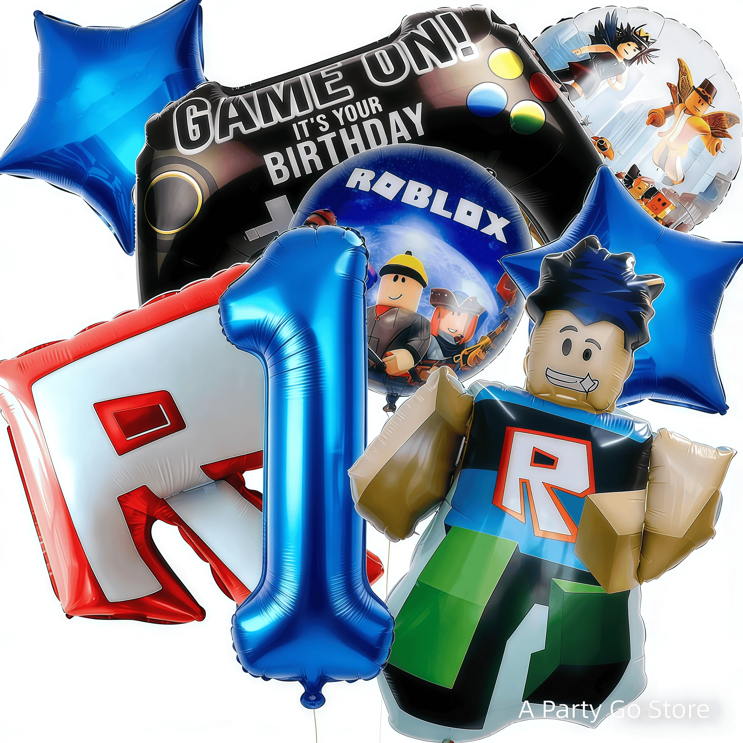 Roblox Ballonnen Cartoon Game Roblox Set Jongensballonnen Cartoon Dubbelzijdig gevormd Verjaardagsfeestje Decor Babyshower Nummer