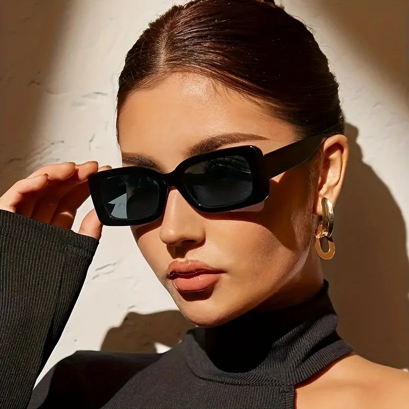 Rectangle Fashion Sunglasses For Women Men Retro 90S Vintage UV400 Sun Shades Glasses For Summer Beach Travel image 2
