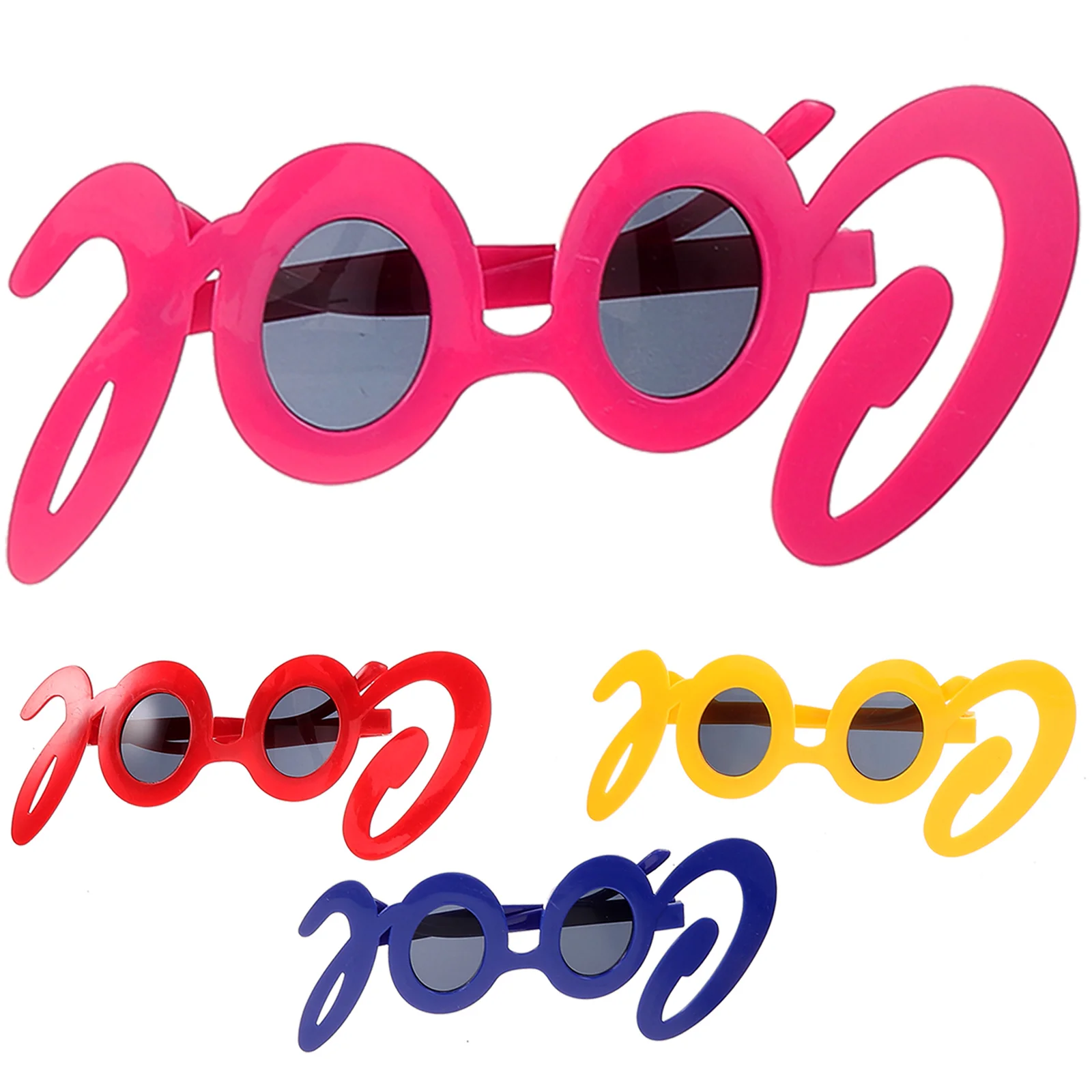 

4 Pcs Funny Glasses Party Photo Booth Props Cool Round Fancy Dress Plastic Eyeglasses Accessories Decorative Decoration Pool