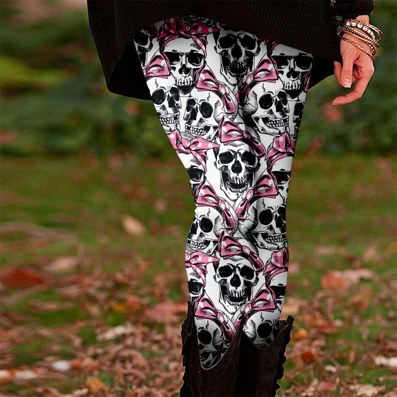 Halloween Theme Casual Leggings For Women 3D Printed Bats Spider Web Graphic Yoga Pants Fashion Gothic Y2k Women's Elastic Pant
