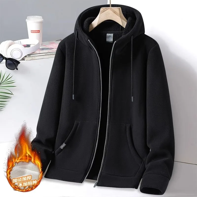 2024 Autumn/Winter New Fashion Trend Solid Color Cashmere Jacket Men\'s Casual Loose Comfortable Thick Warm High Quality Coat 5XL