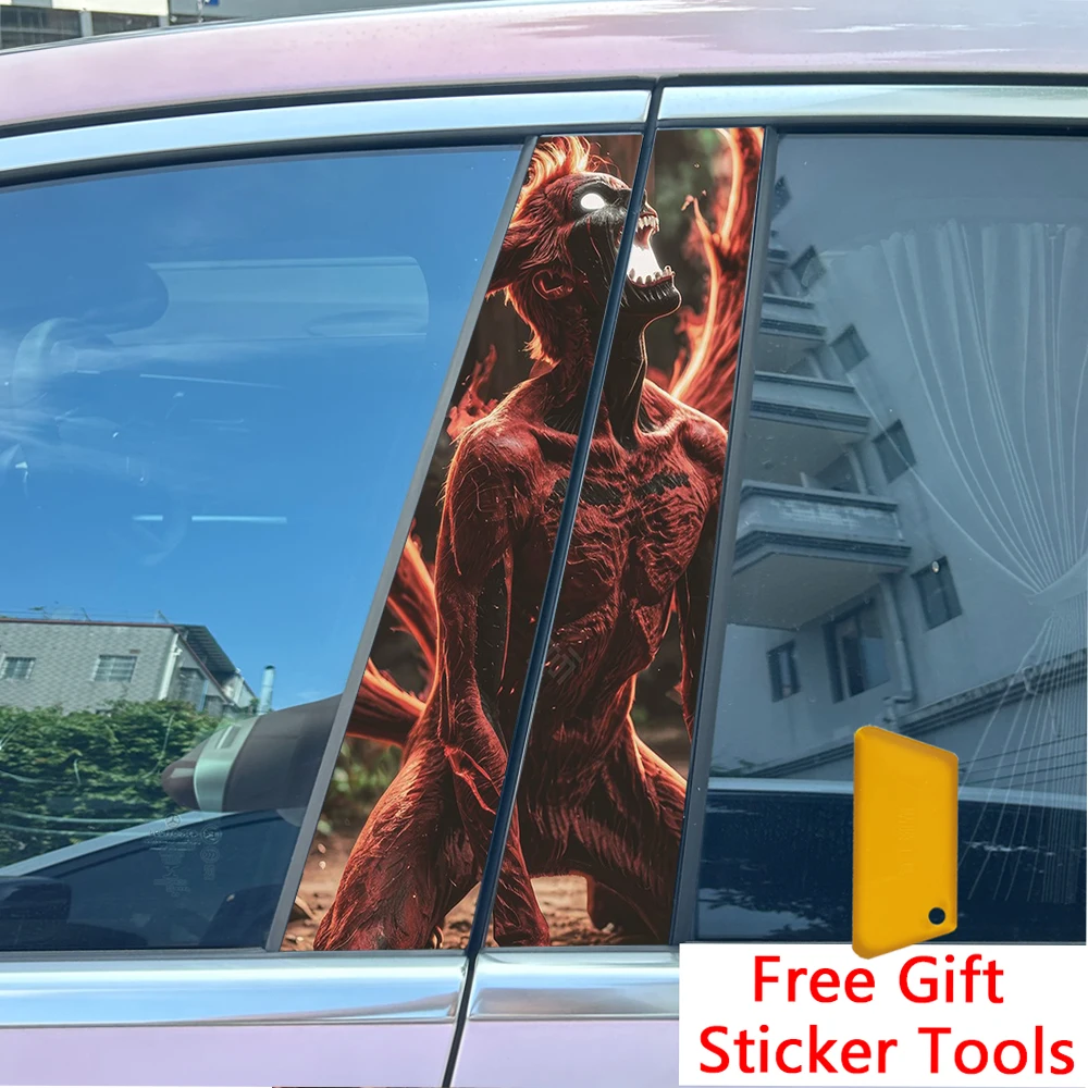 2pcs Skull Couple Cp Halloween Death God Car Center Pillar Sticker B-Pillar Protective Film Decoration Decals
