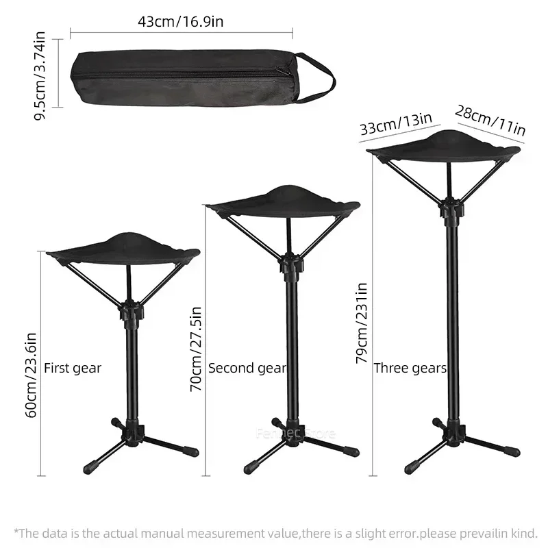Mini Portable Telescopic Triangle Stool, Height‑Adjustable Collapsible Chair for Camping Fishing Beach Travel Queuing Outdoor