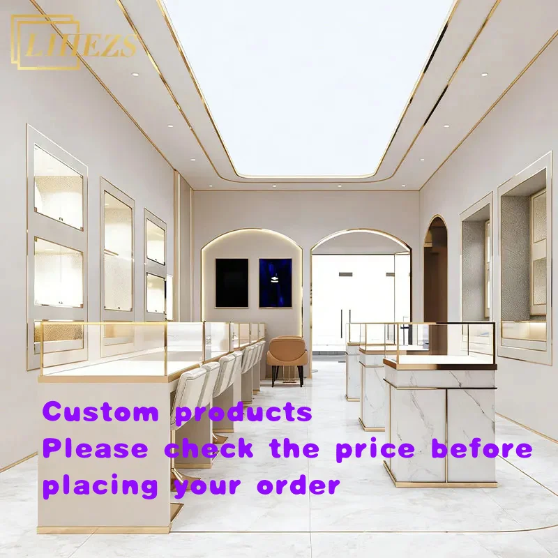 custom.Laminated Glass Jewellery Display Cabinet Shop Cashier Counter Interior Design Ideas Commercial Fit-out Solutions