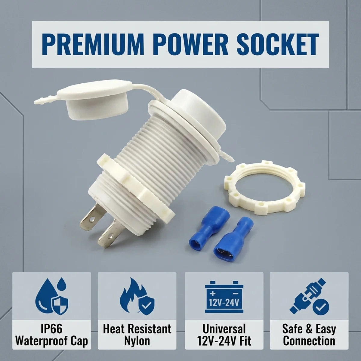 

Car Cigarette Lighter Socket 12V-24V Waterproof Plug Power Outlet Adapter for Marine Boat Motorcycle Truck RV ATV