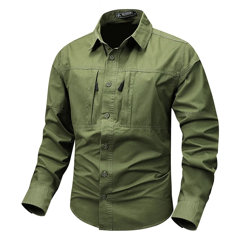 

New Fashion Men Outdoors Short Sleeve Cargo Shirts Male Military Stytle Tooling Shirts Quality Men Summer Cotton Casual Shirts 5