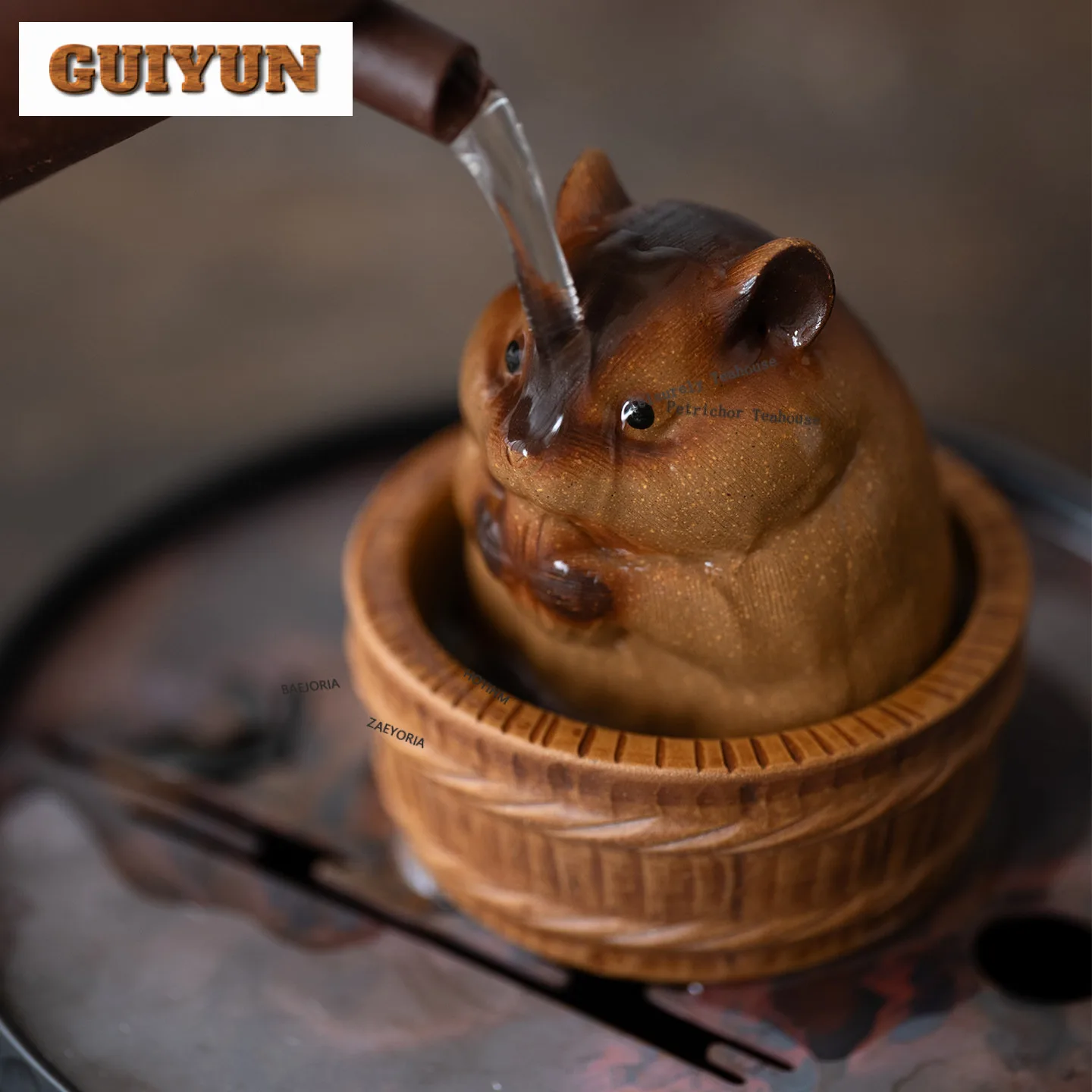 Yixing Purple Clay Hamster Tea Pet Traditional Tea Spirit Tea Figurine Play Toys Tea Statue Ornaments Supplies Workmanship