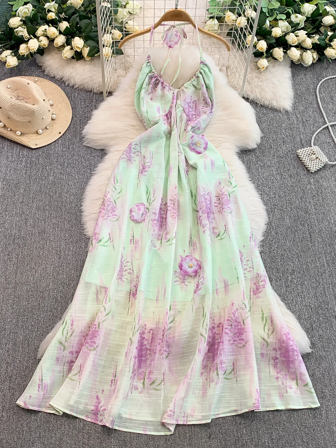 Ele v-ne ter Dr femmes vacances Sle imprimé t-shirt dimensionnel belle jupe de fée Unique trajet taille haute