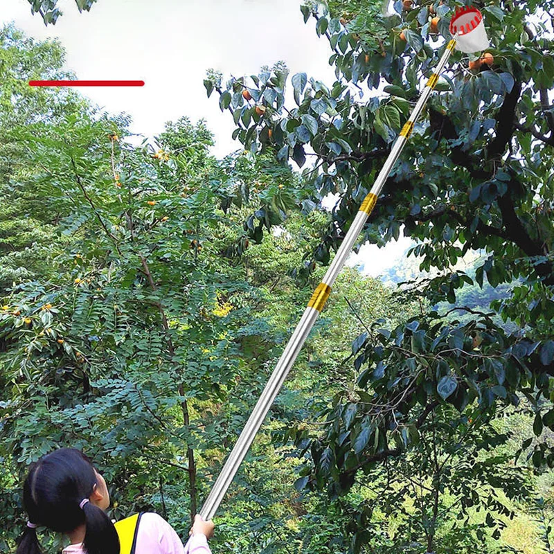 5-Meter Telescopic Pole for Picking Fruit from Heights: Multi-Functional Pruning and Harvesting Tool with Metal Pole, Net Bag