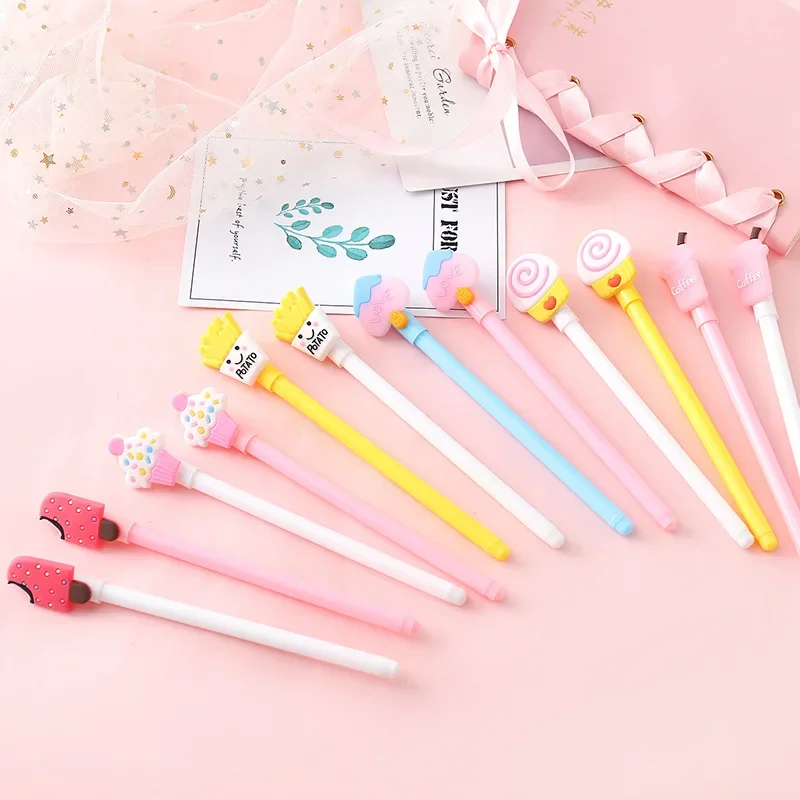 

50 шт., креативные милые канцелярские принадлежности для студентов с героями мультфильмов, забавная ручка для вывески, 0,5 мм, черные кавайные школьные принадлежности, гелевые ручки